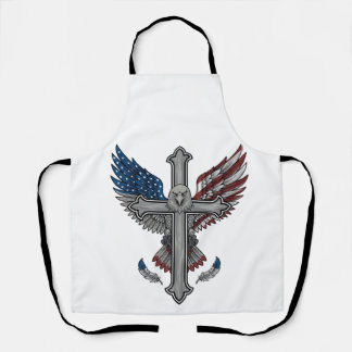 Tablier Aigle Patriotique Croix Gravure Vintage Vecteur Dé