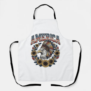 Tablier Aigle Patriotique Fleur de Tournesol Vintage Améri