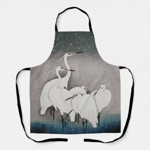 Tablier Aigrettes de Koson dans la neige : vintage japonai