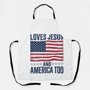 Tablier Aime Jésus et l'Amérique aussi T-shirt chrétien pa