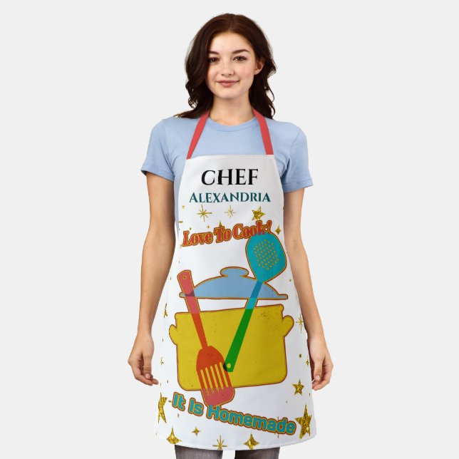Tablier Aimer Cuisiner Chef Cuisine Ustensiles Personnalis (Porté)