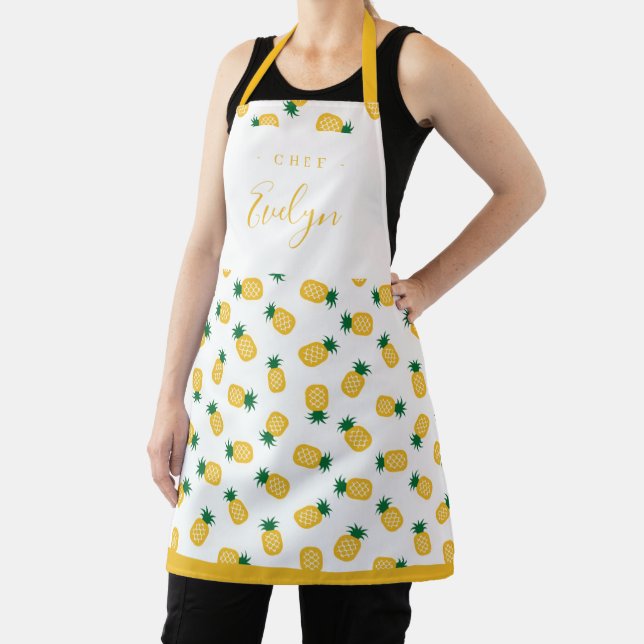 Tablier Aire de cuisine personnalisée à l'ananas jaune mou (Insitu)