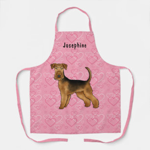 Tablier Airedale Terrier Chien Aimer Coeurs Et Nom Rose