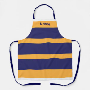 Tablier Ajouter Nom Dk Bleu + Bandes Crème Cuisine Artisan