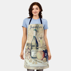 Tablier Ajouter un nom Vin et fruits sur tout l'impression