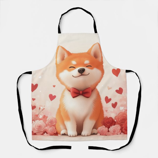 Tablier Akita avec Rose - Saint Valentin (Recto)