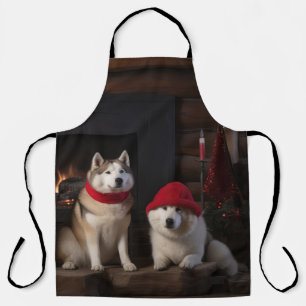Tablier Akita par le Noël de la cheminée