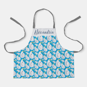 Tablier Albatros Bleu, Blanc, Gris, Nom Jaune Enfants