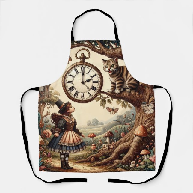 Tablier Alice & Cheshire Cat: Whimsical Wonderland Fantasy (Recto)