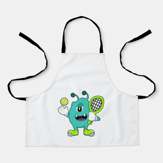 Tablier Alien à Tennis avec raquette de tennis (Recto)