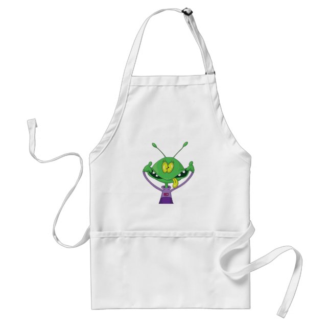 Tablier Alien vert drôle faisant une grimace (Devant)