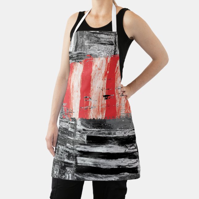 Tablier All-Over Print Apron, Medium – Red Pulse Abstract  (Insitu)