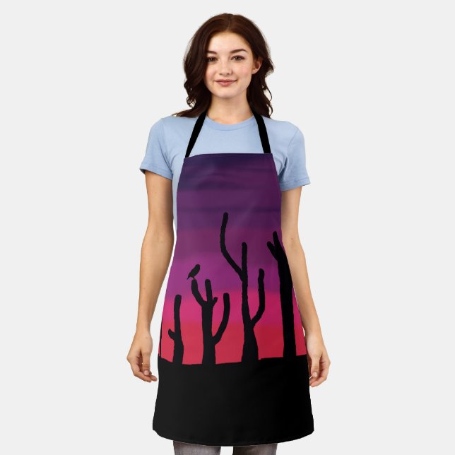 Tablier Allover Print Apron Desert Sunset with/ Owl (Porté)