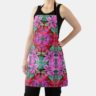 Tablier Allover Print Apron Poinsettias