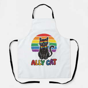 Tablier Ally Cat Rainbow Pride Vintage Chat T-Shirt Design