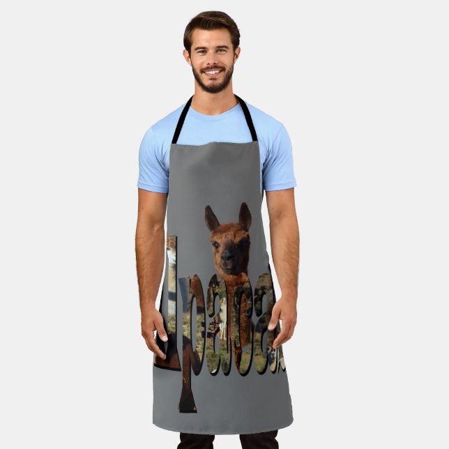 Tablier Alpaca Les Photos De Nom, Pleine Impression Apron (Porté)