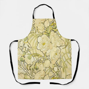 Tablier Alphonse Mucha Pivoines Motif Floral Art Nouveau