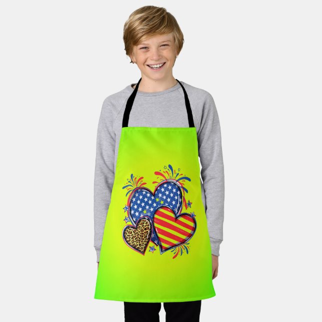 Tablier American Flag Heart Leopard Sublimation-64210 (Porté)