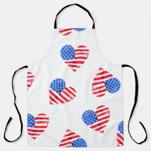 Tablier American Flag Hearts Aquarelle en toute transparen