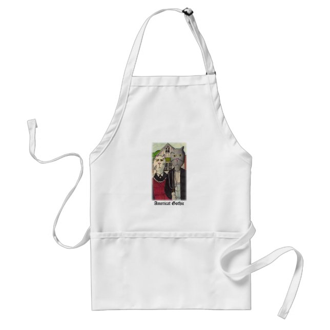 Tablier American Gothic Epic Cartoon Classique Chat Art (Devant)