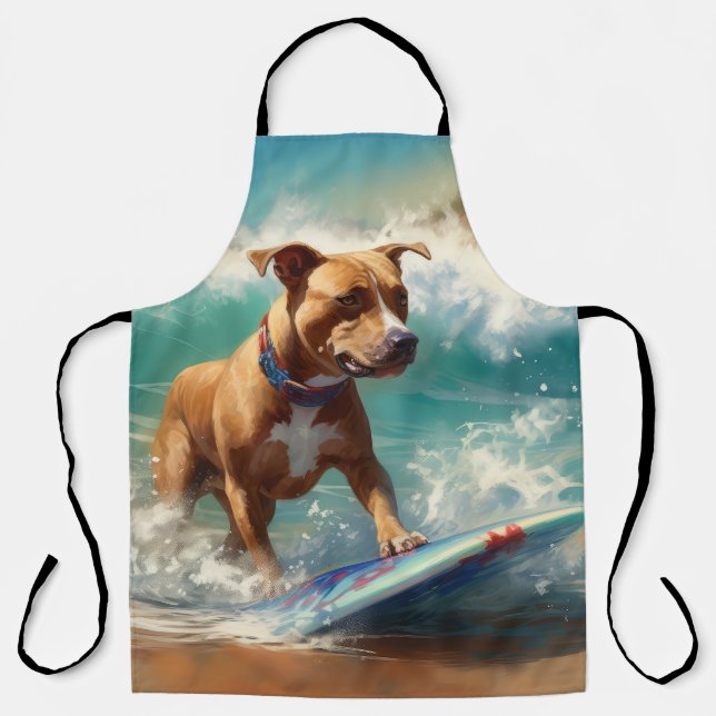 Tablier American Staffordshire Beach Surf Peinture (Recto)