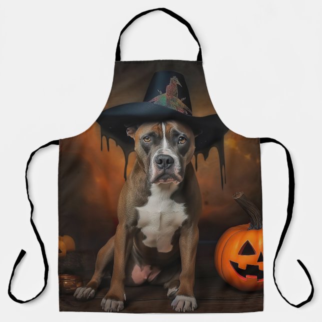 Tablier American Staffordshire Citrouille Halloween effray (Recto)