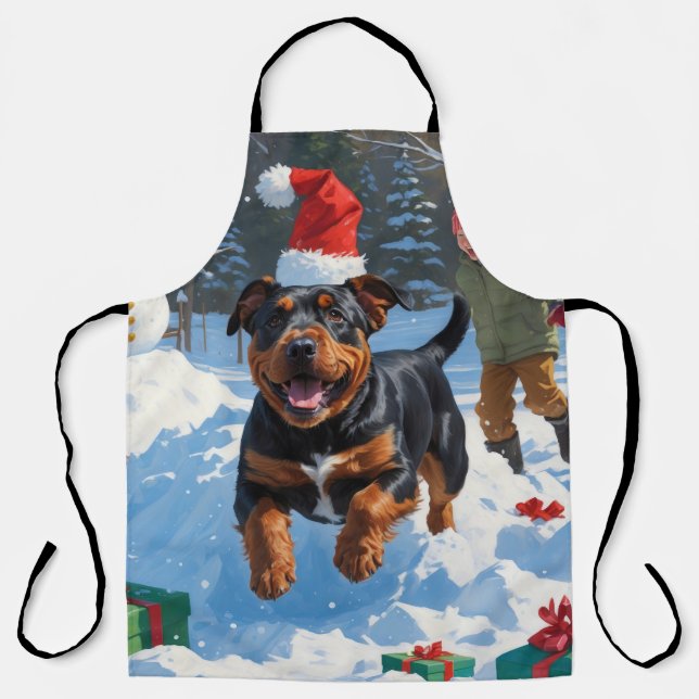 Tablier American Staffordshire Noël Festive Neige (Recto)