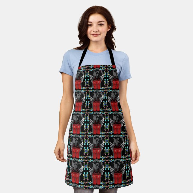 Tablier Amérindien MMIW Black Motif (Porté)