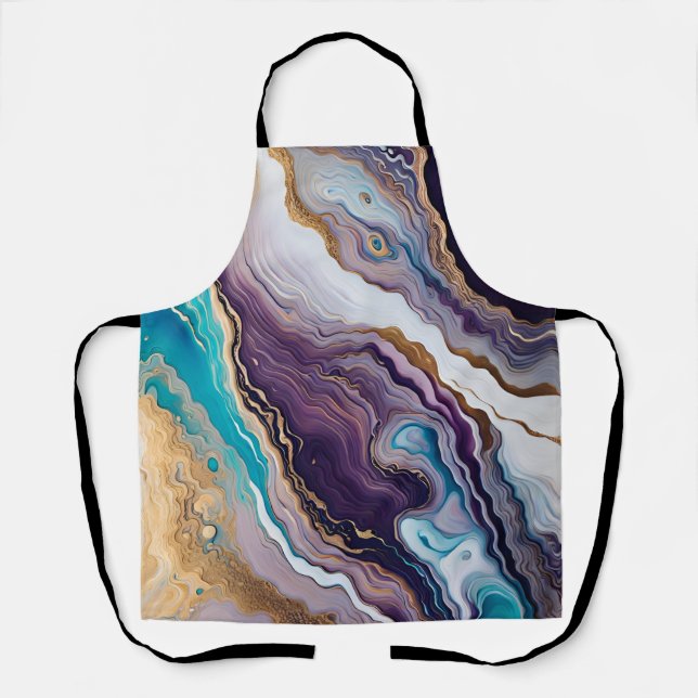 Tablier Améthyste et Turquoise Abstrait (Recto)