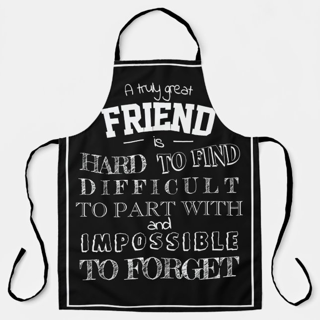 Tablier Ami Merci Appréciation Cadeau noir (Recto)