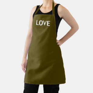 Tablier Amour, mousse d'olive vert blanc