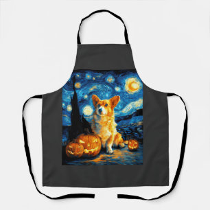 Tablier Amoureux de chiens Corgi Peinture de la nuit étoil