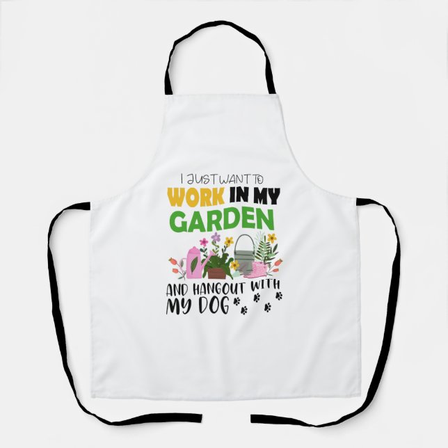 Tablier Amoureux des chiens Gardener Garden Animaux Plante (Recto)