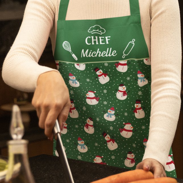 Tablier Amusant charmant chef de neige hiver (Créateur téléchargé)