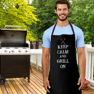 Tablier Amusant Gardez le calme et le grill allumé