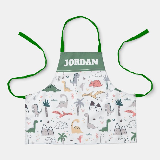 Tablier Amusant Pastel Dinosaur Motif de scène (Recto)