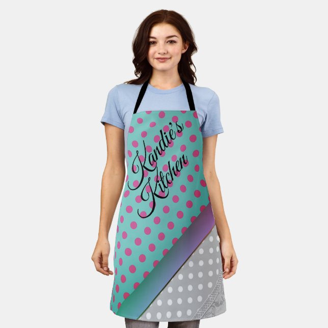 Tablier Amusant Polka Dot Colorblock Apron (Porté)