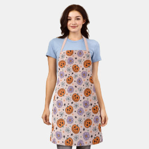 Tablier Amusants Citrouilles d'Halloween et Fleurs Motif