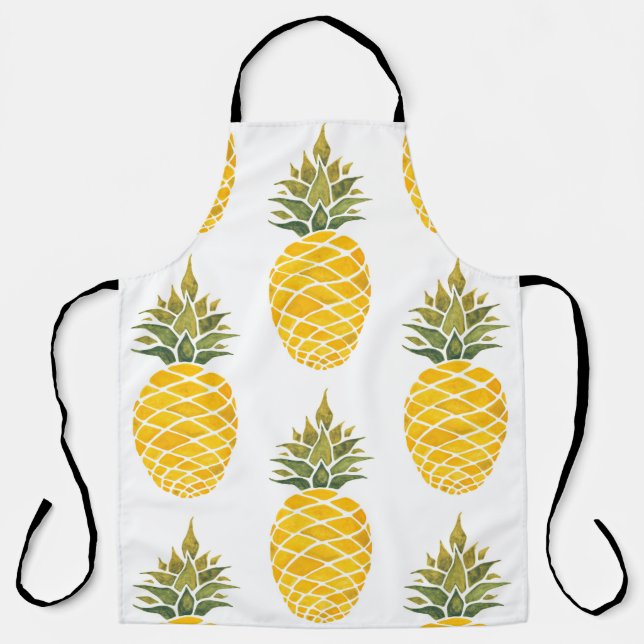 Tablier Ananas. Aquarelle peinture à la main w (Recto)
