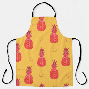 Tablier Ananas rose sur arrière - plan orange. Patte tran