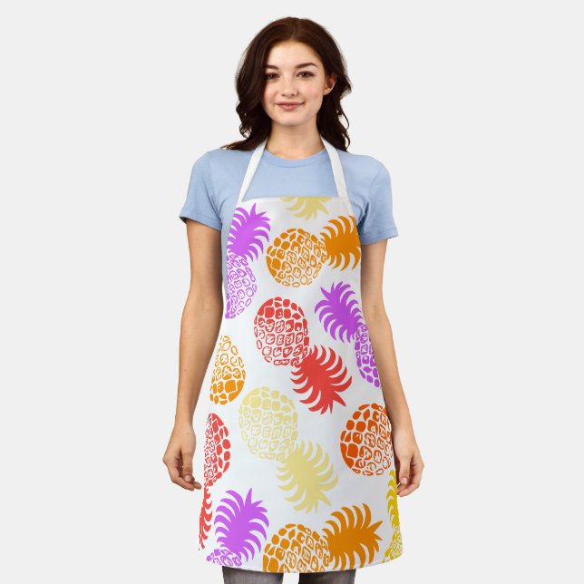 Tablier Ananas tropical Momona Hawaiian - Couleurs chaudes (Porté)