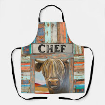 Ancien chef rustique Highland Cow Apron