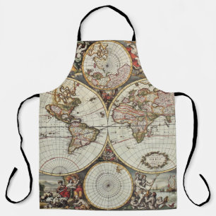 Tablier Ancienne carte des hémisphères du monde. Créé par 