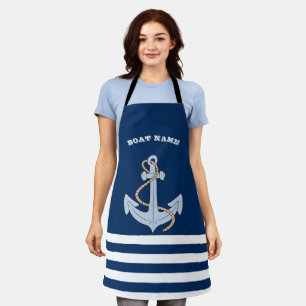 Tablier Ancre bleu marine rayée