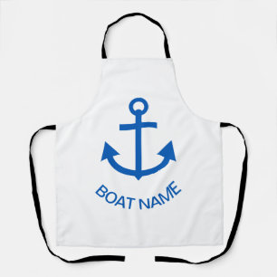 Tablier Ancre Bleu Personnalisé Votre Nom De Bateau Noir