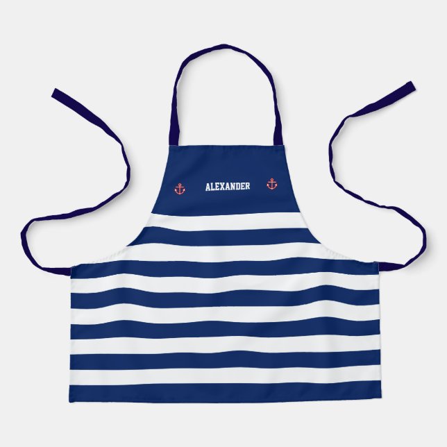 Tablier Ancre nautique Marine Marine Bleu Blancs Apr (Recto)