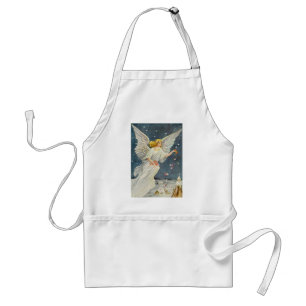 Tablier Ange victorien de Noël Vintage avec étoiles Rose