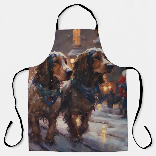 Tablier Anglais Cocker Spaniel Noël Festin Saison (Recto)