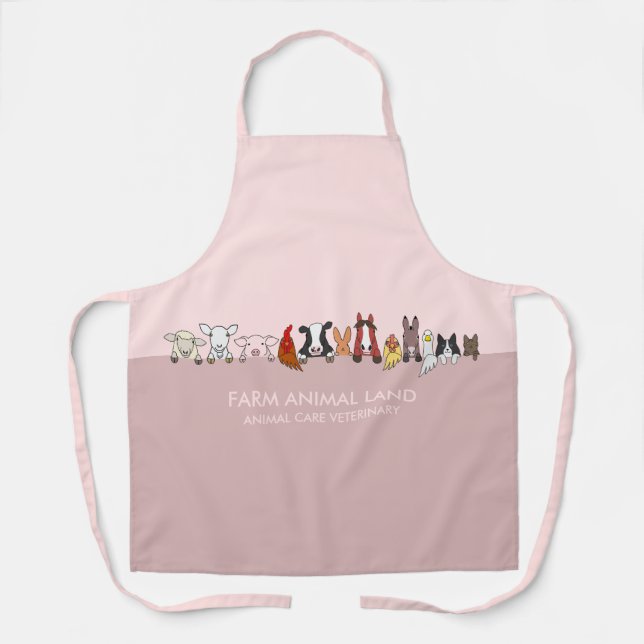 Tablier Animaux agricoles Bois Pink Sheep Cow Donkey (Recto)