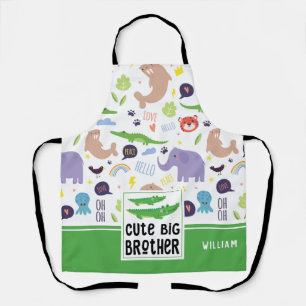 Tablier Animaux sauvages Motif mignon Big Brother Cadeau